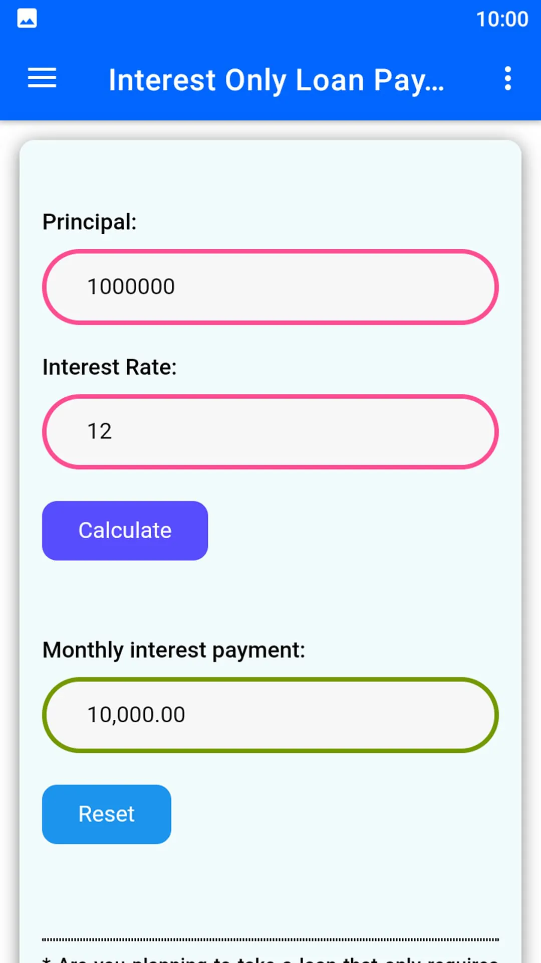 Interest Only Loan Payment