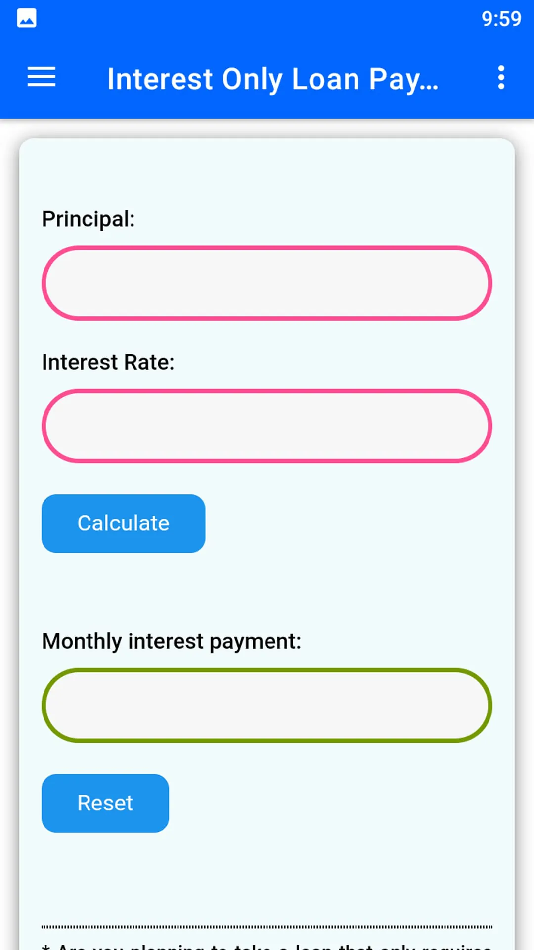 Interest Only Loan Payment