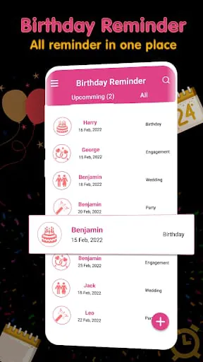 Birthday Reminder;Birthday App