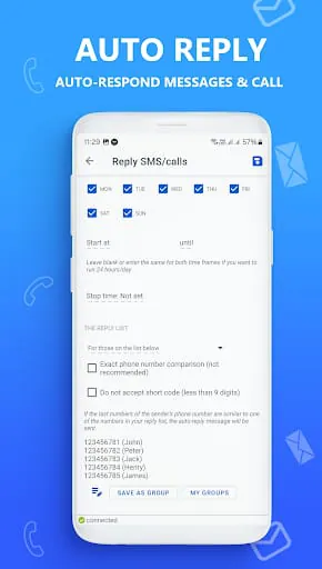 AUTO MESSAGE send response sms