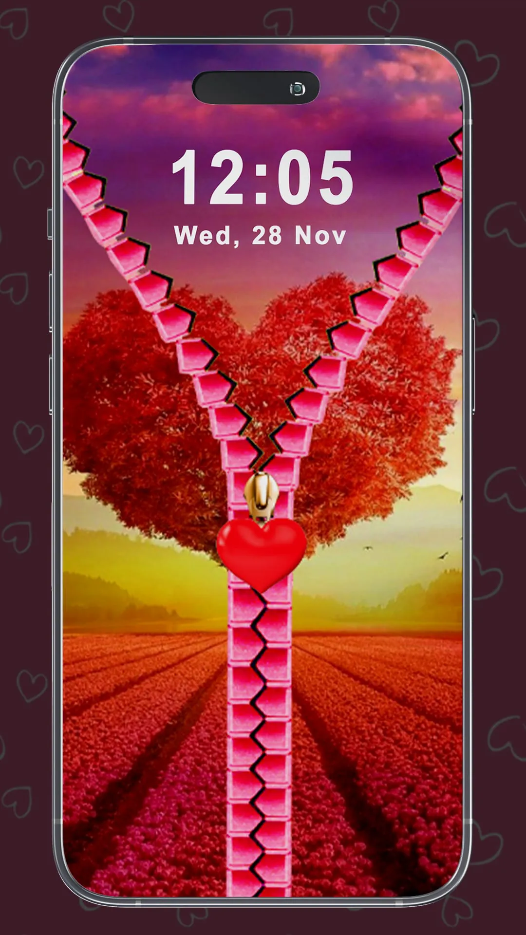 Heart Zipper Screen Lock App