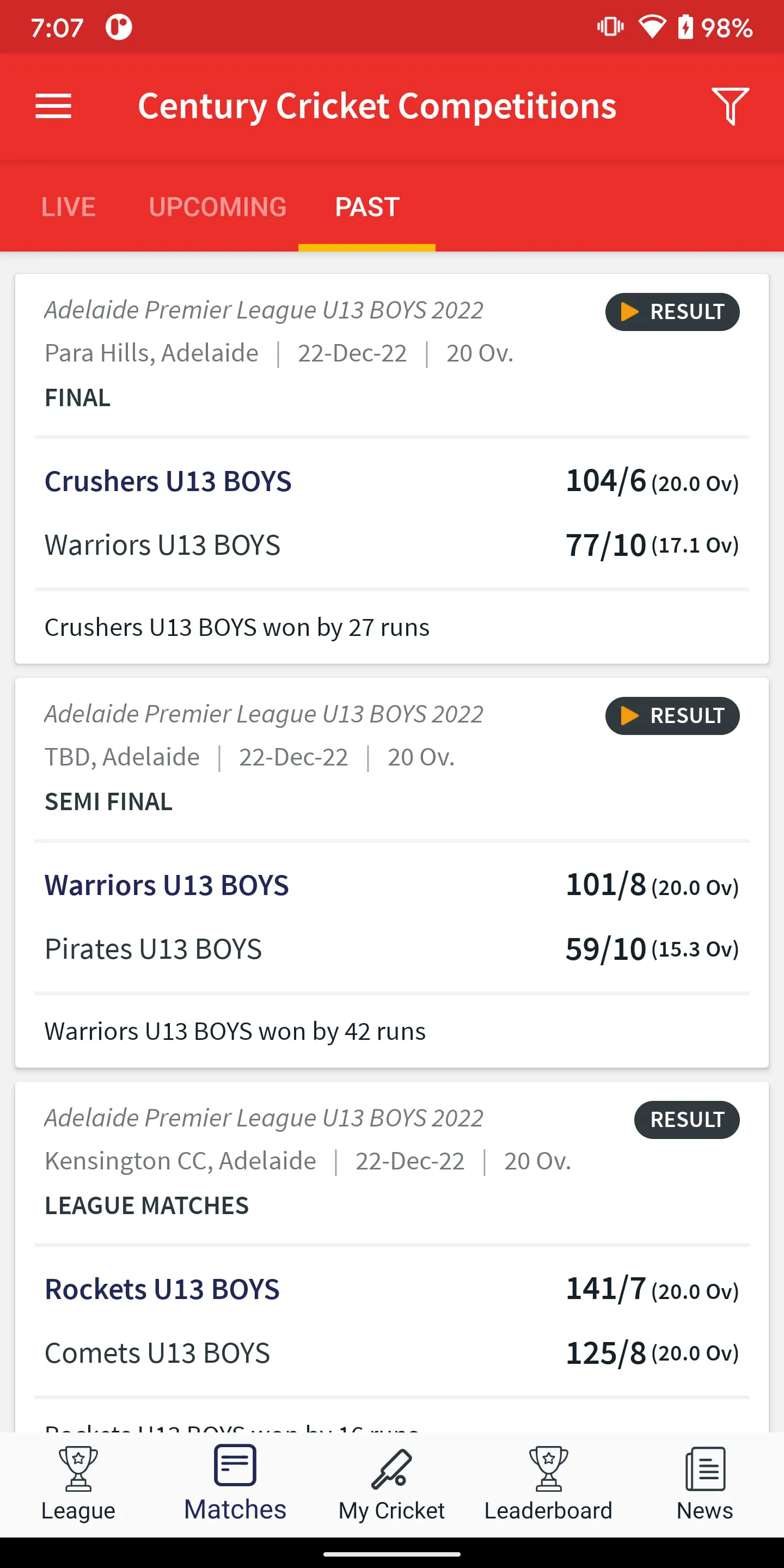 Century Cricket Competitions