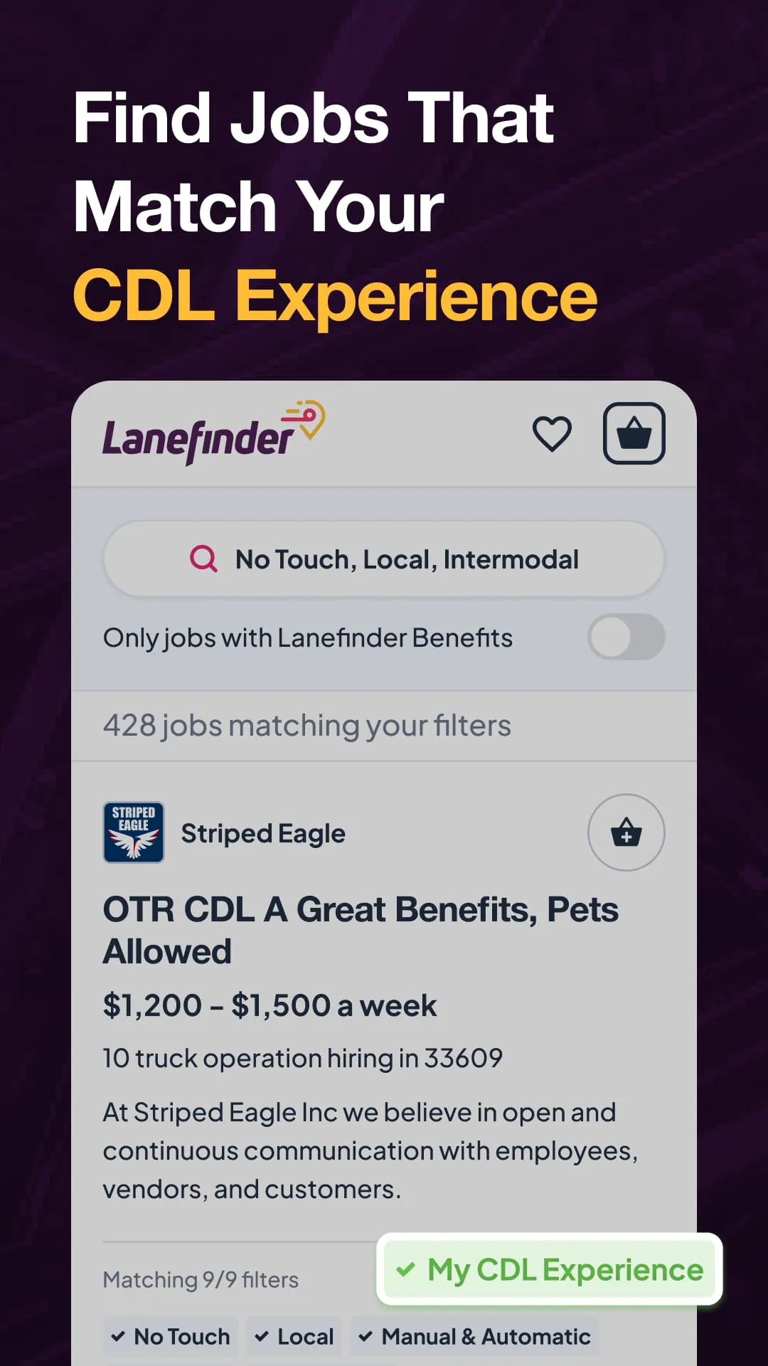 Lanefinder: CDL Trucking Jobs