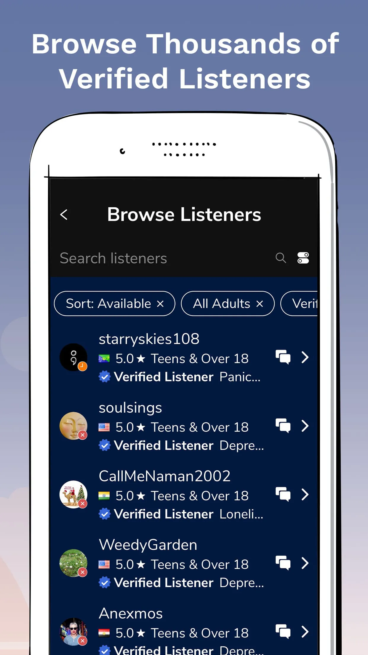 7 Cups: Therapy & Support