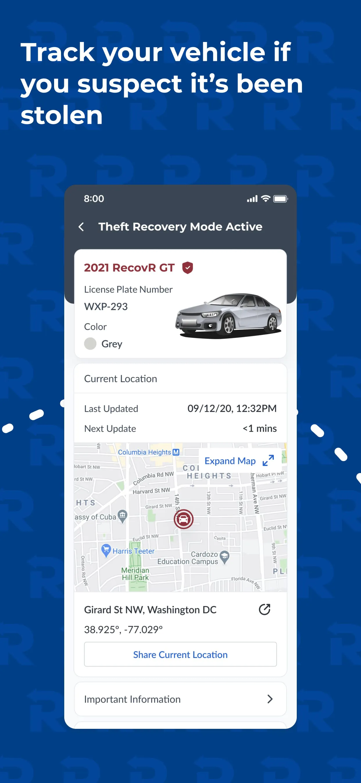 RecovR: Vehicle Theft Recovery
