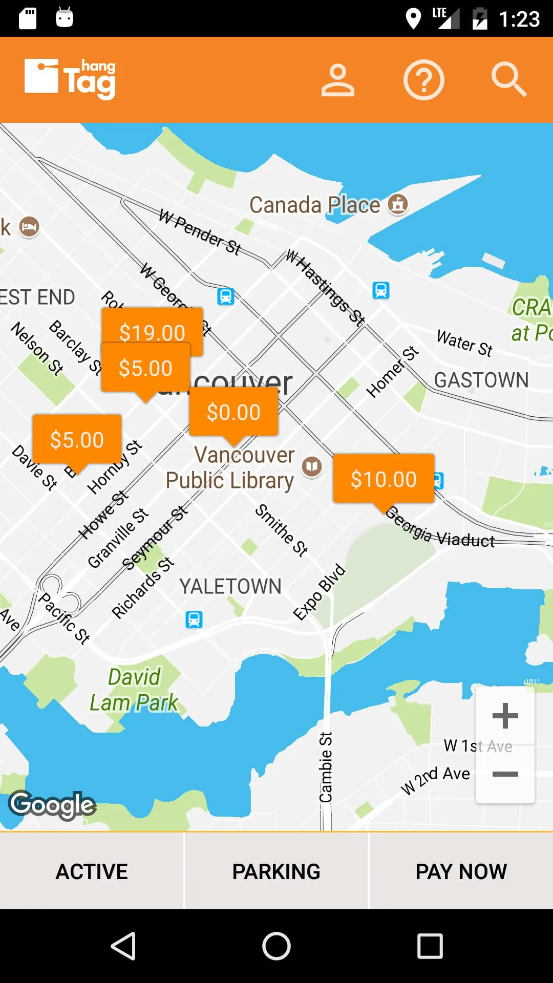 hangTag Canada: Park & Go