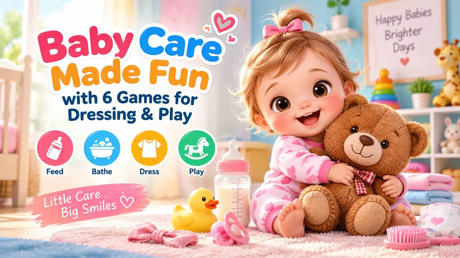 Baby Care Made Fun with 6 Games for Dressing & Play