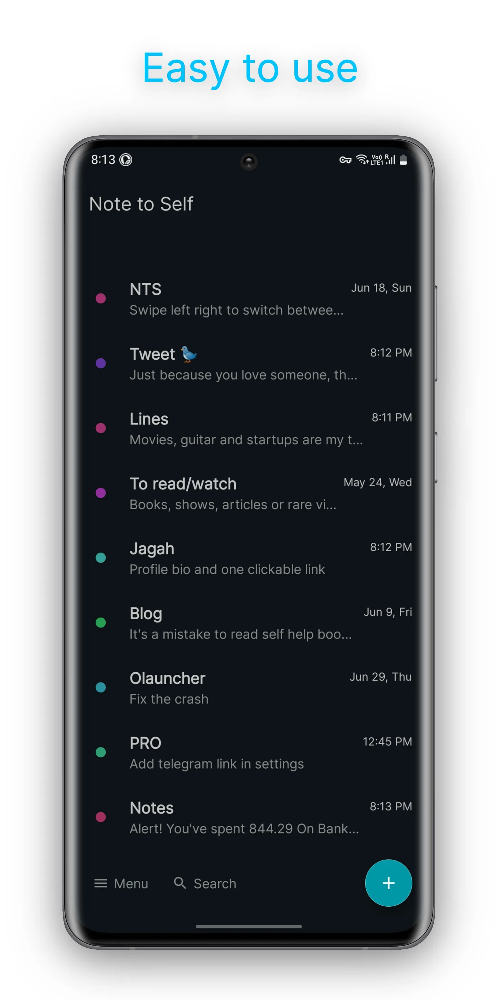 Note to Self - Private Notepad