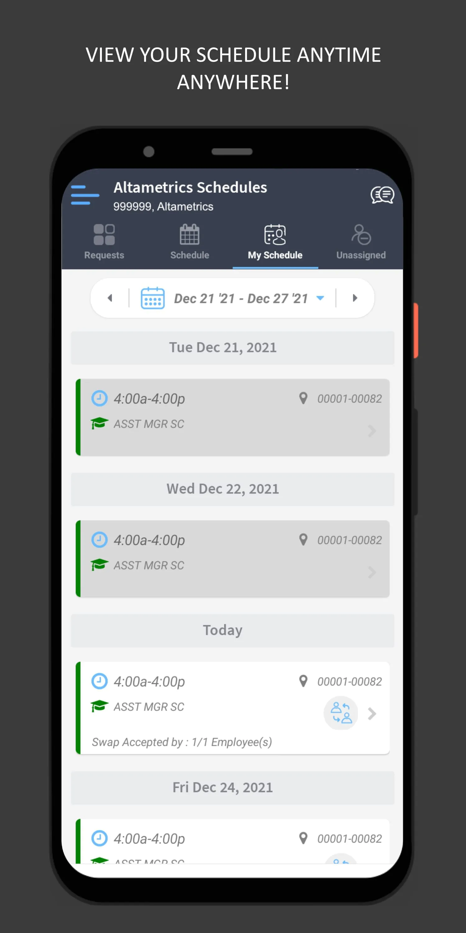 Altametrics Schedules