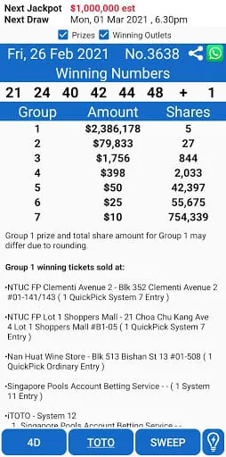 Singapore 4D Results