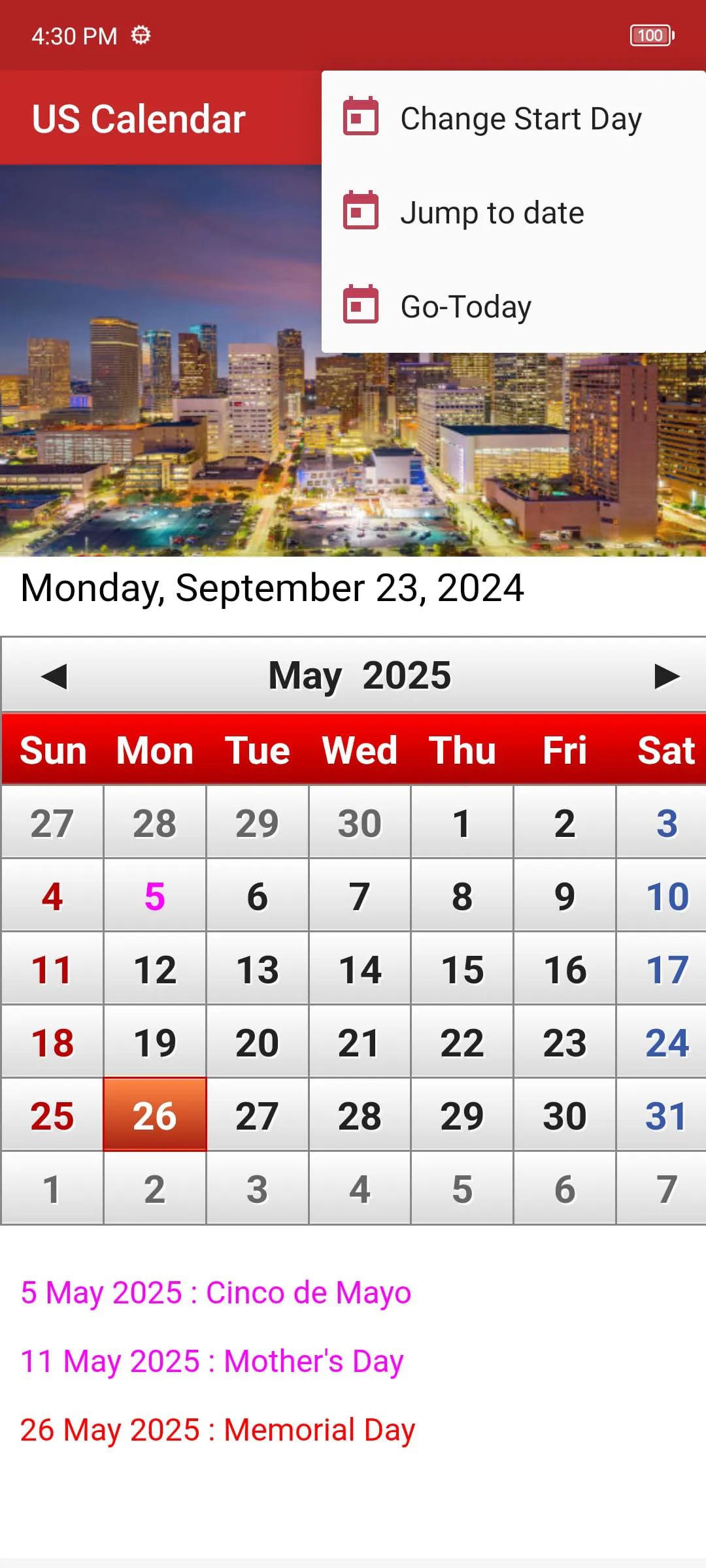 US Calendar 2024
