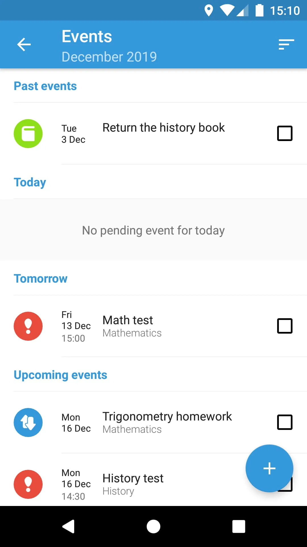 Student Calendar - Timetable