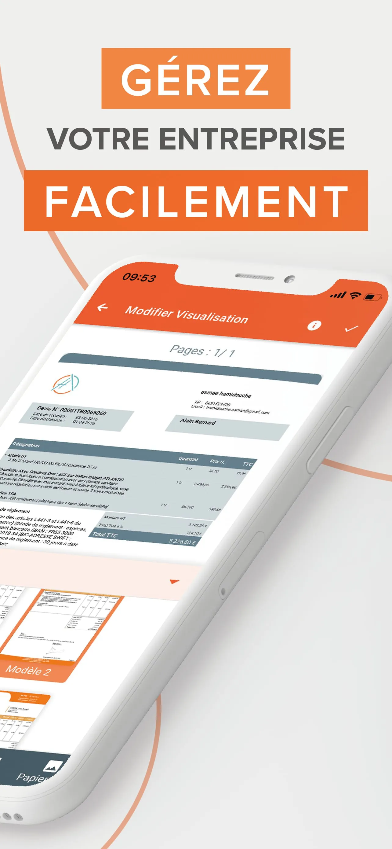 Artinove, Devis Facture facile