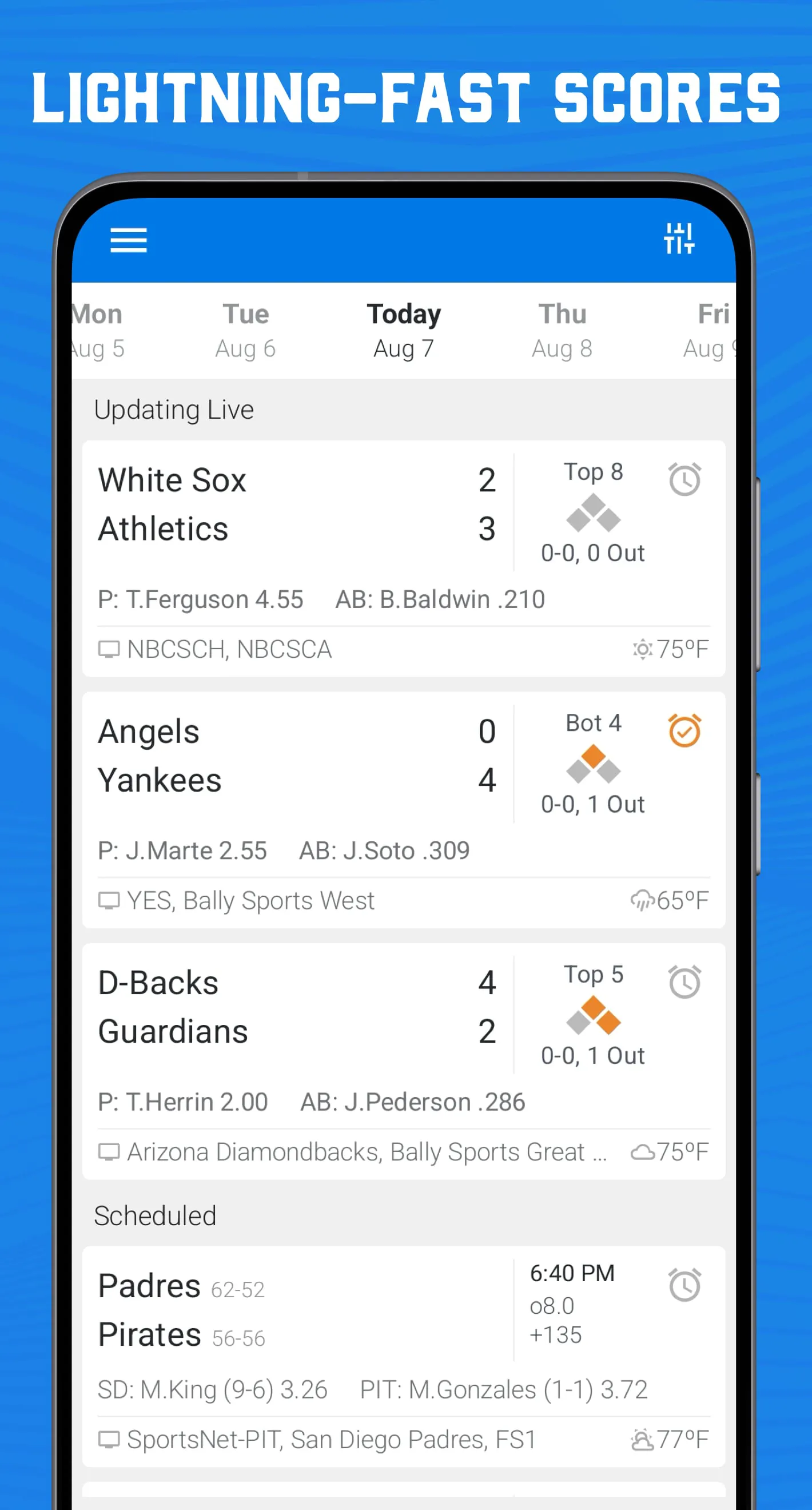Scores App: MLB Baseball