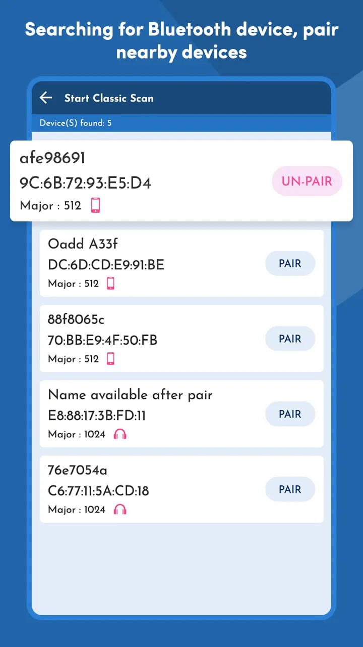 Bluetooth Pair and Scanner