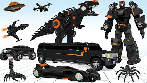 Limo Car Dino Robot Car Game