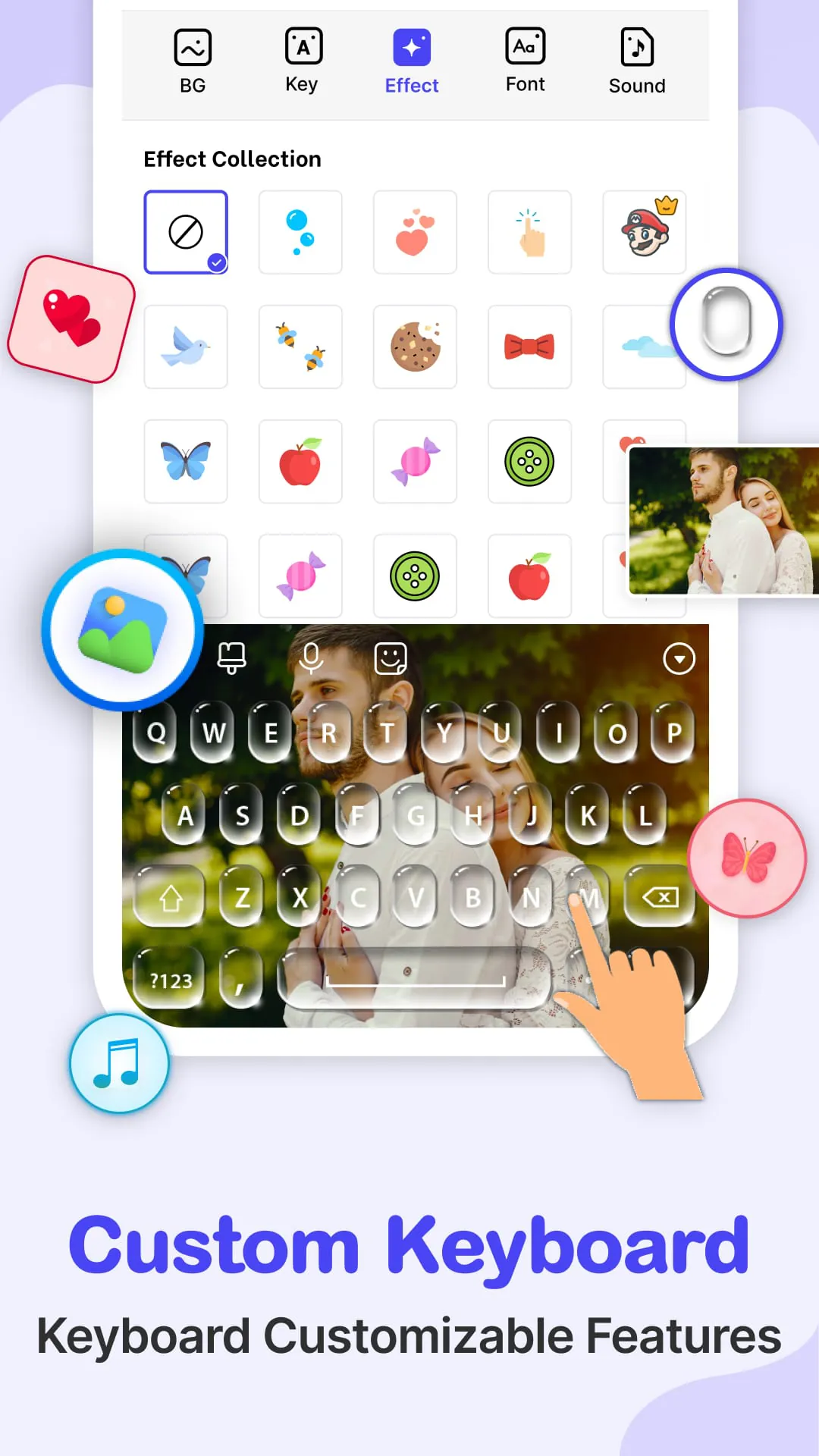 Photo Keyboard themes, Font