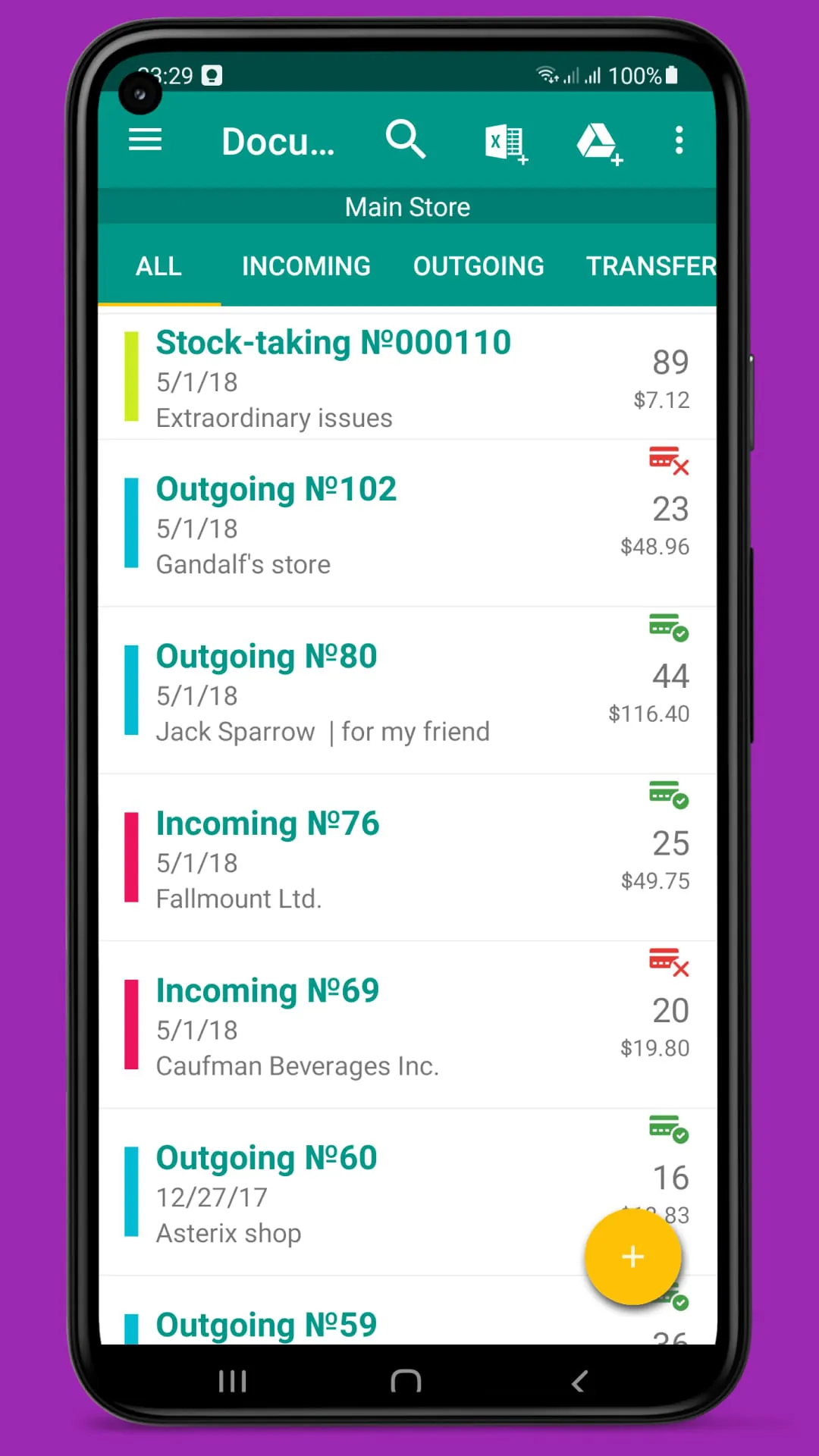 Stock and Inventory Simple