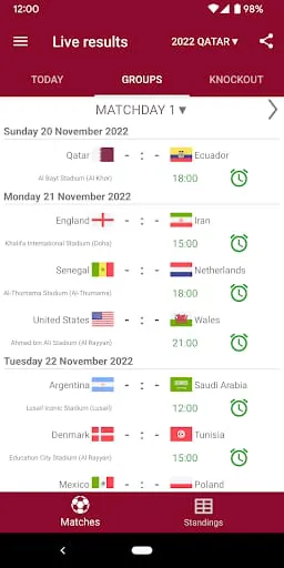 Live Scores for World Cup 2022