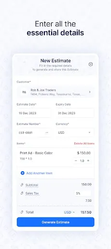 Estimate Generator - Zoho