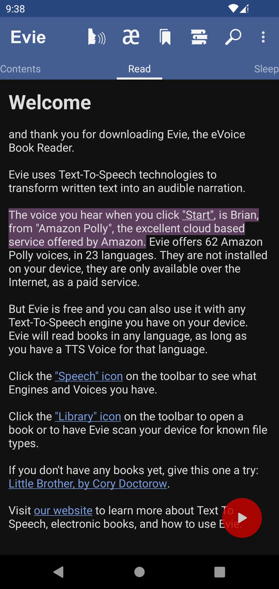 Evie - The eVoice book reader