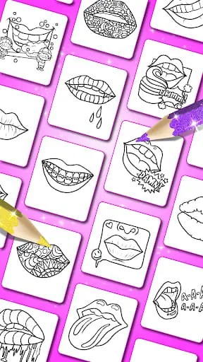 Glitter lips coloring game