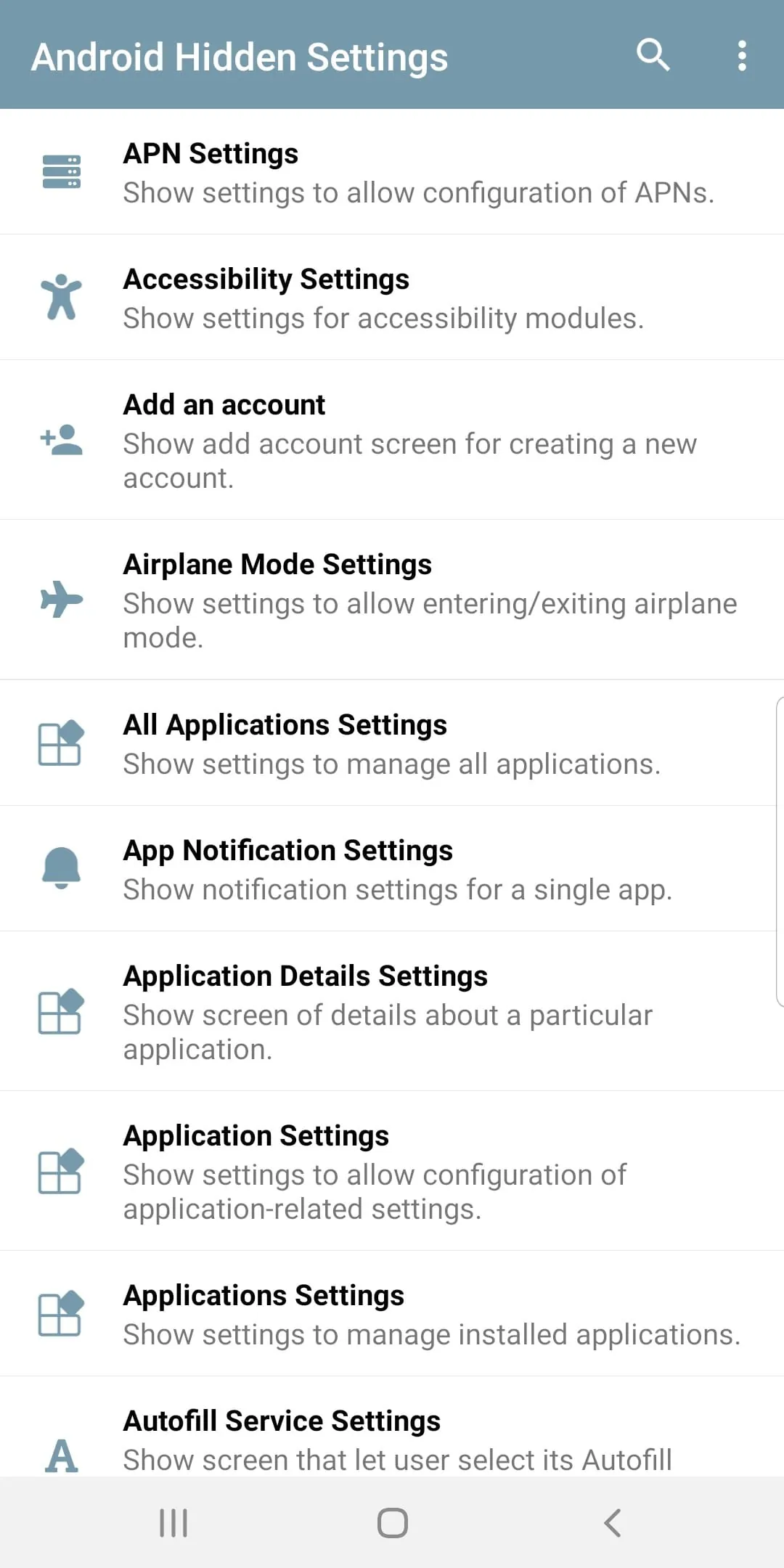 Android Hidden Settings