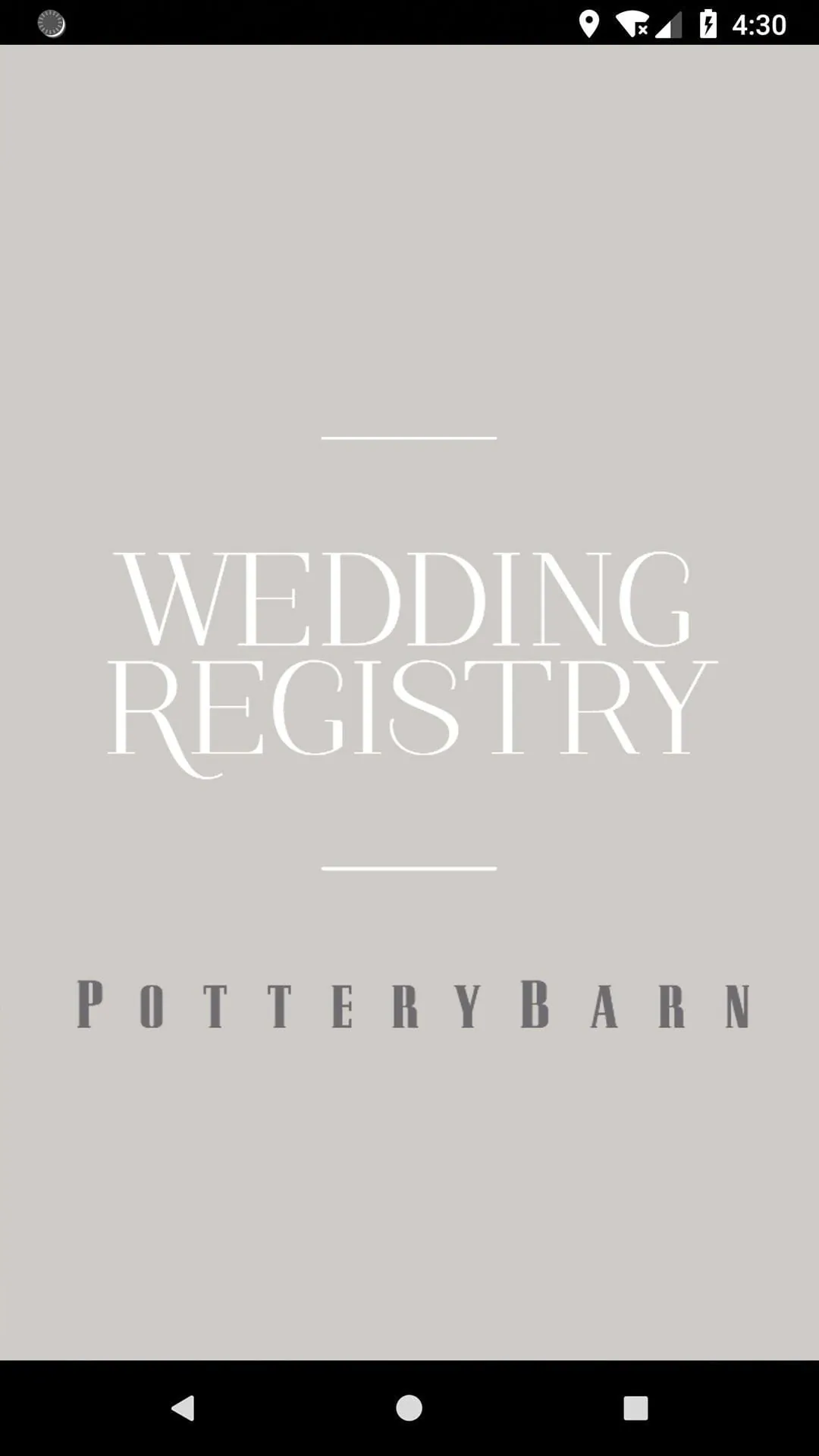 Pottery Barn Wedding Registry