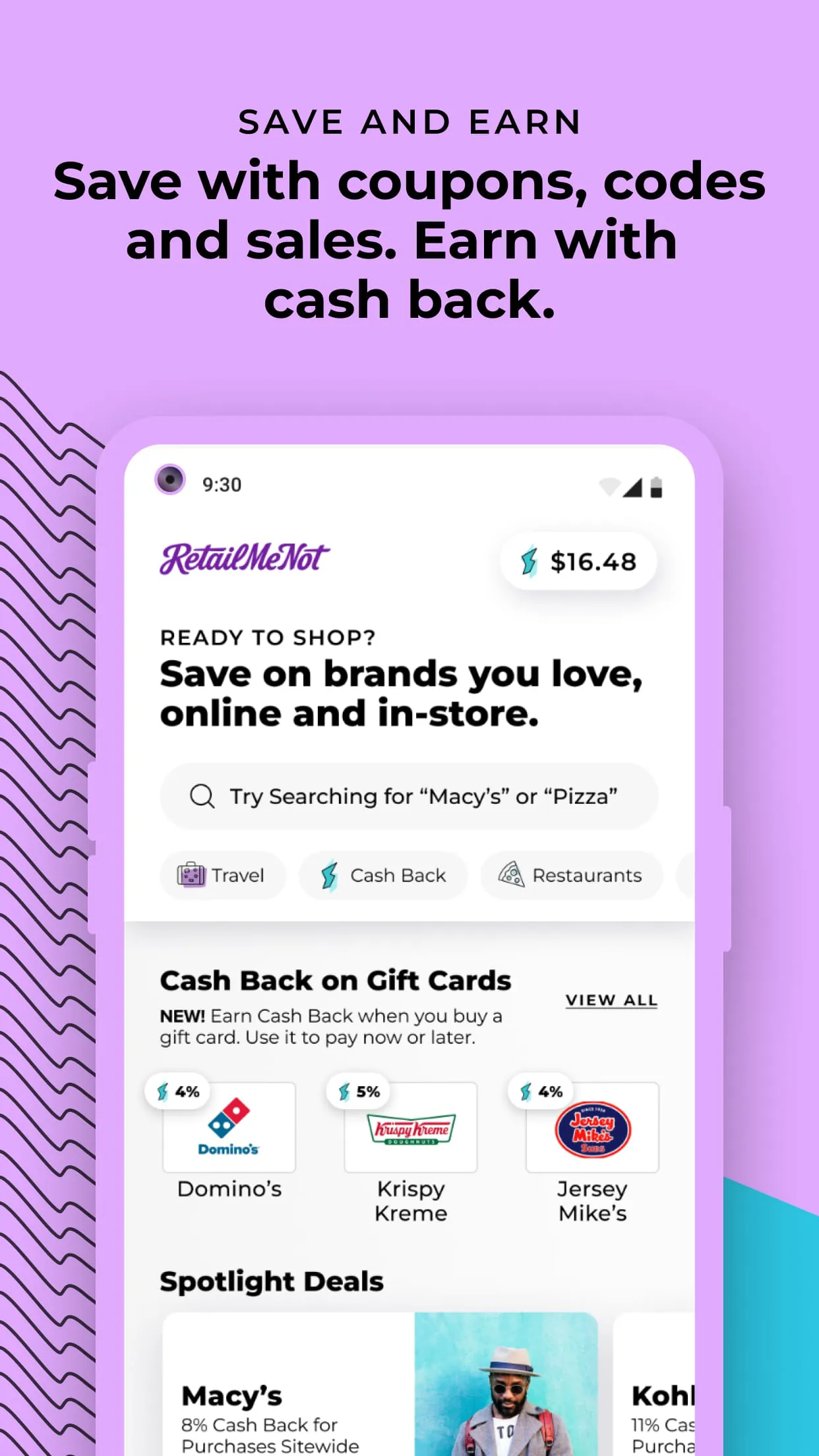RetailMeNot: Cash Back & Codes