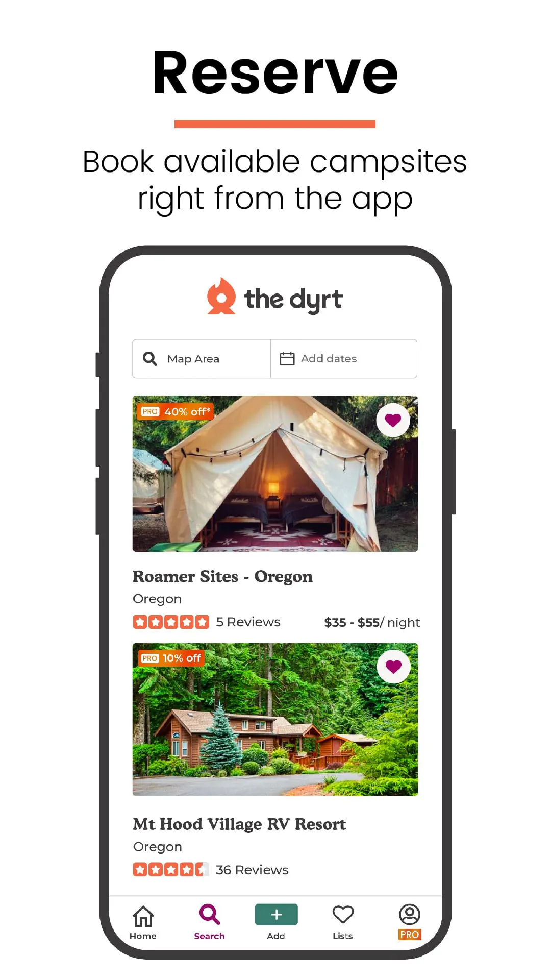 The Dyrt: Tent & RV Camping