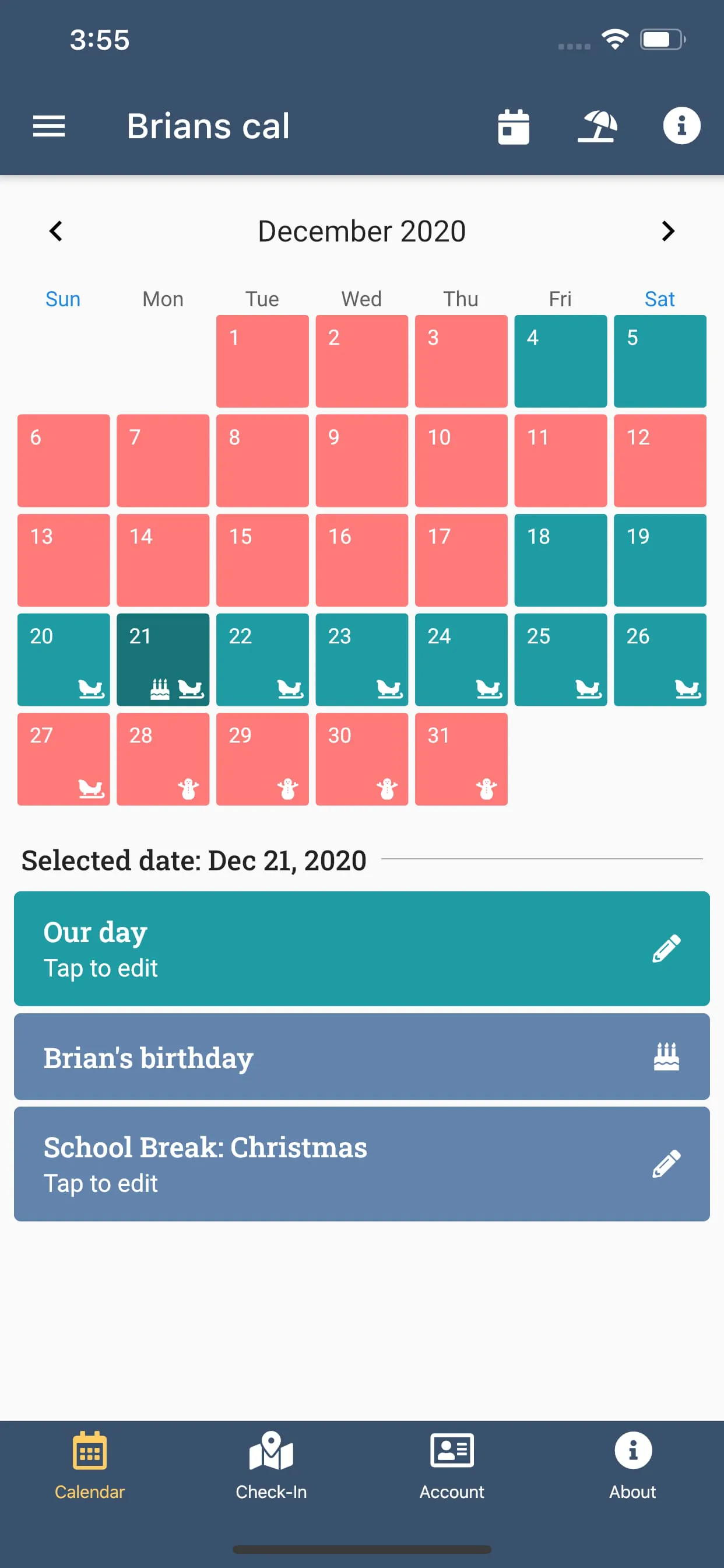 Our Days Co-Parenting Calendar