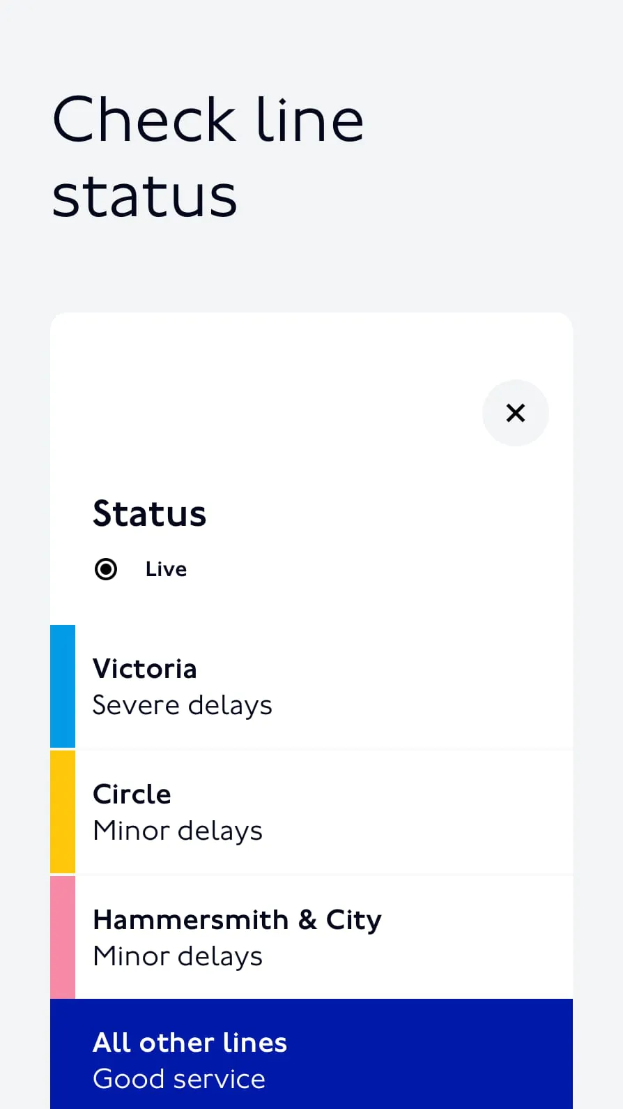 TfL Go: Live Tube, Bus & Rail