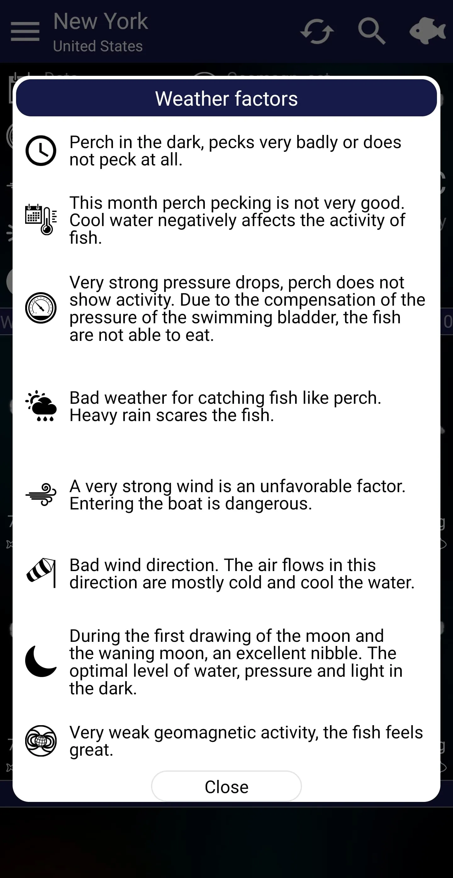Fishing forecast