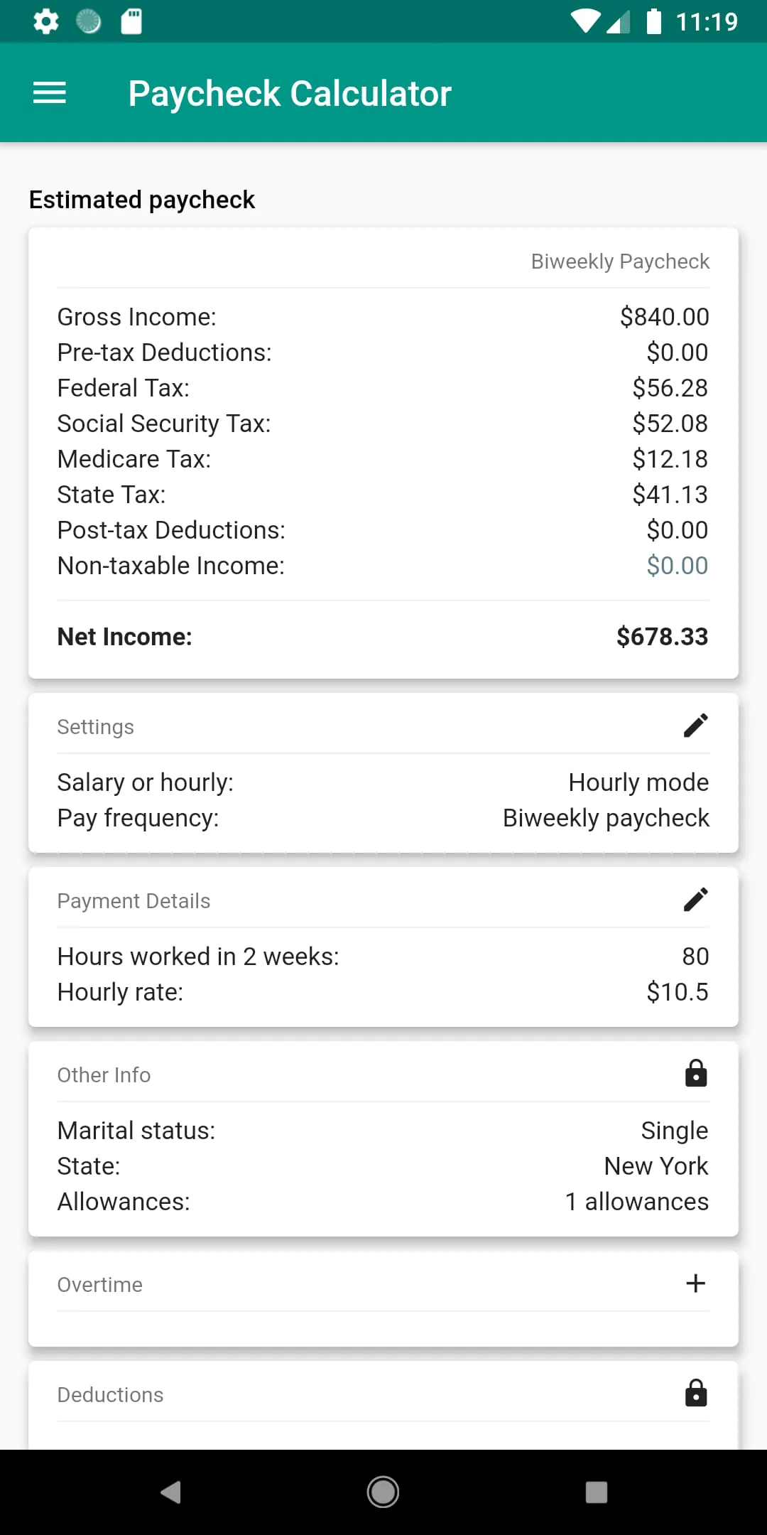 Paycheck Calculator (US)