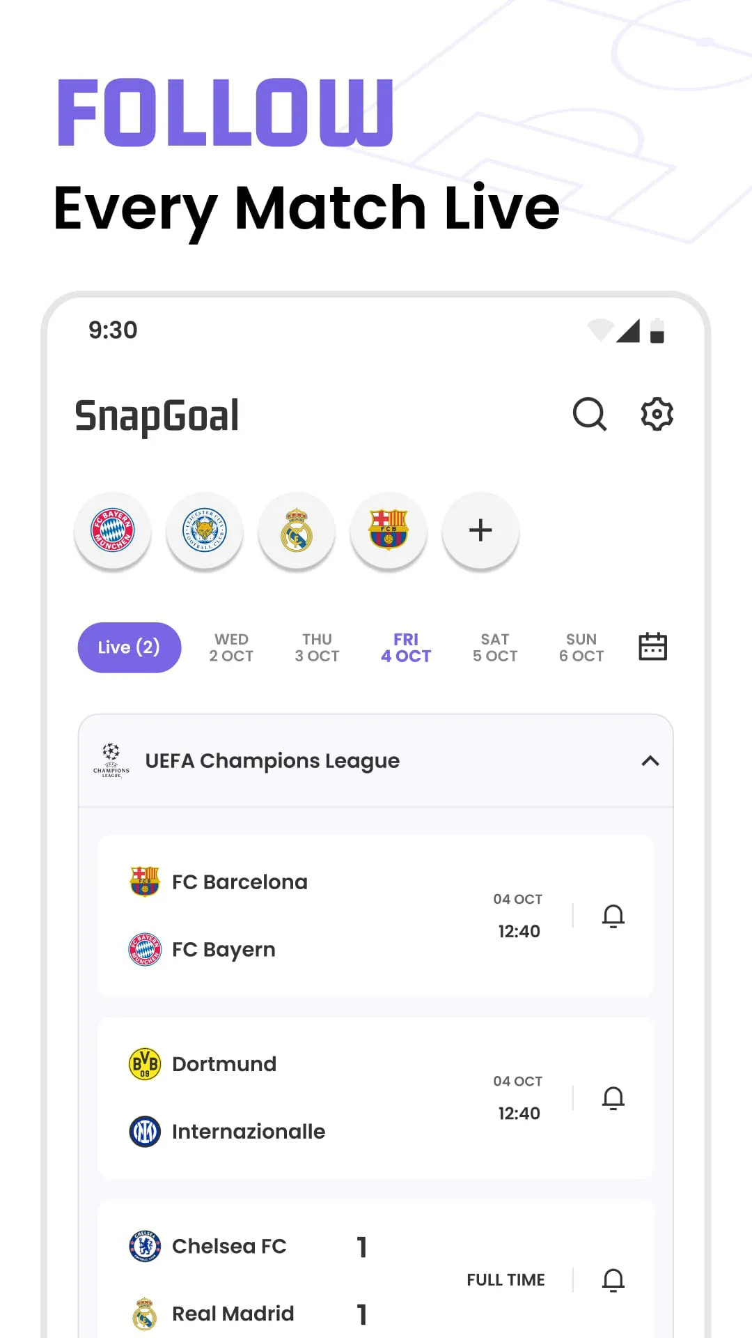 Soccer Live Scores: SnapGoal