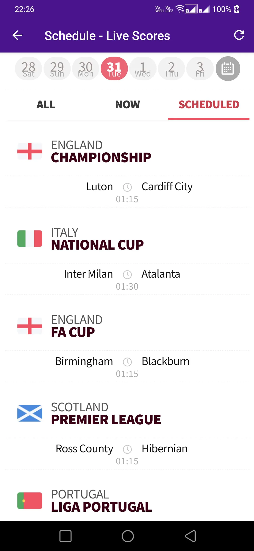 Football Live Scores 2024