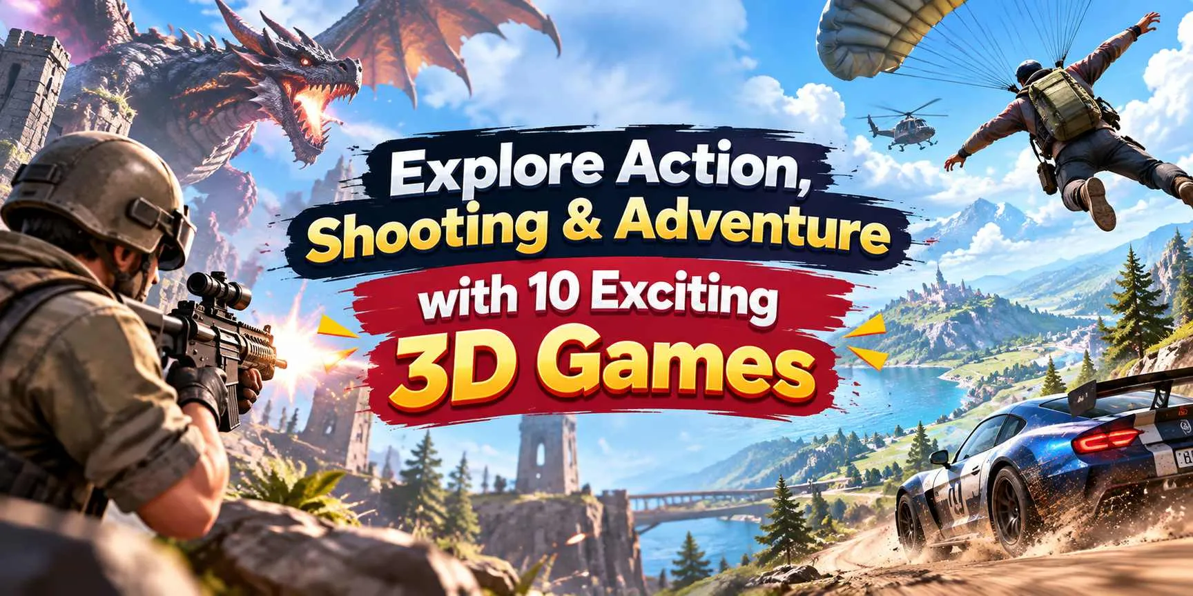 Explore Action, Shooting & Adventure with 10 Exciting 3D Games