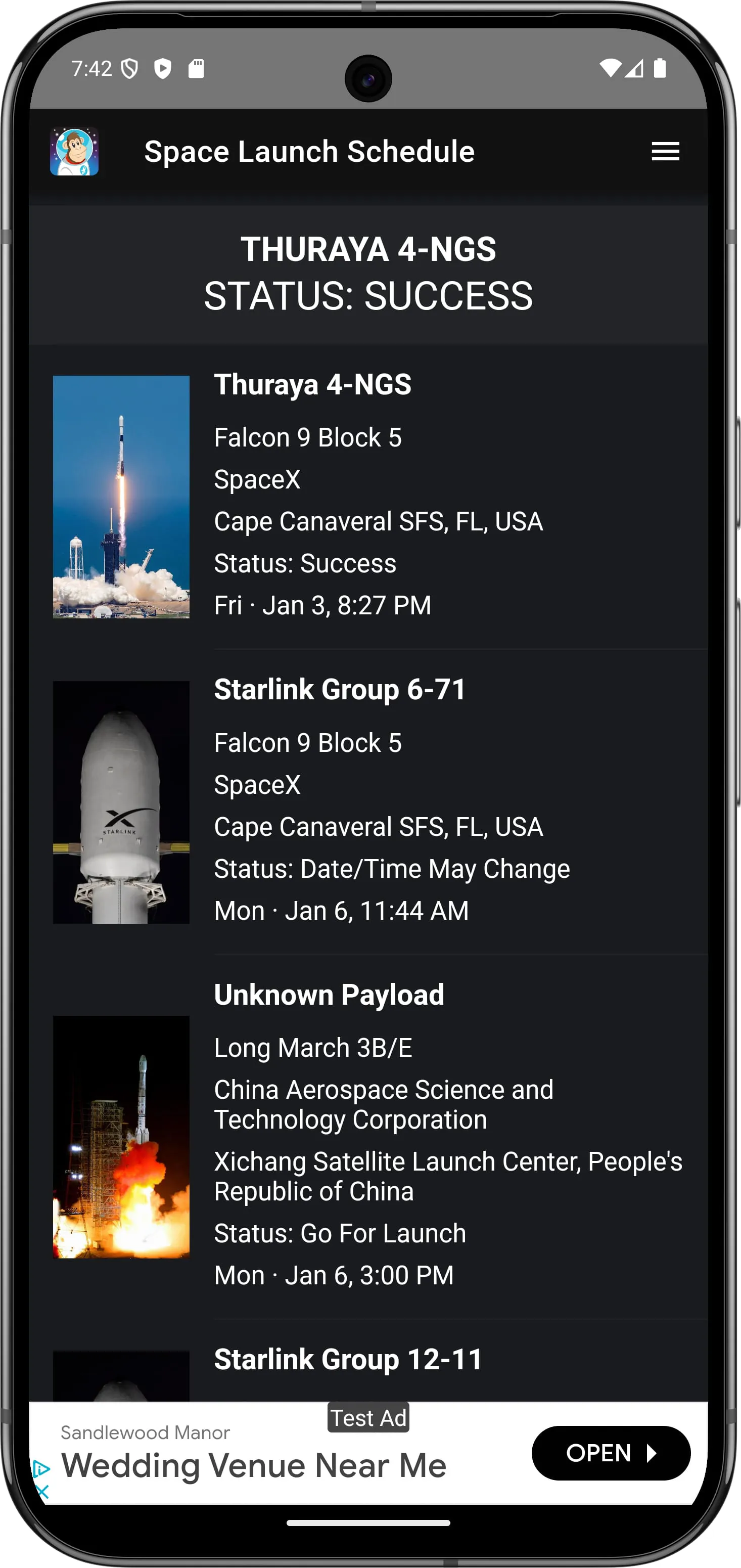 Space Launch Schedule