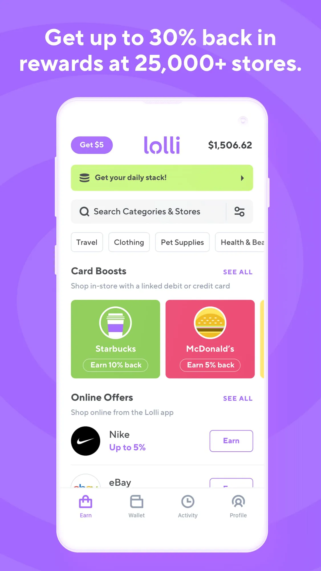 Lolli: Earn Cashback & Bitcoin