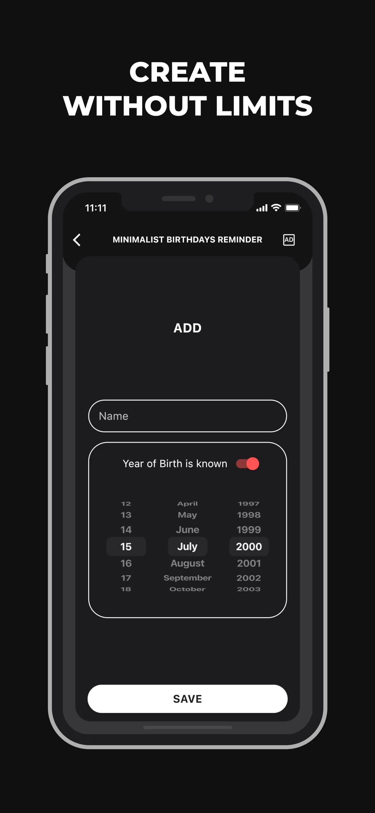 Minimalist Birthday Reminder