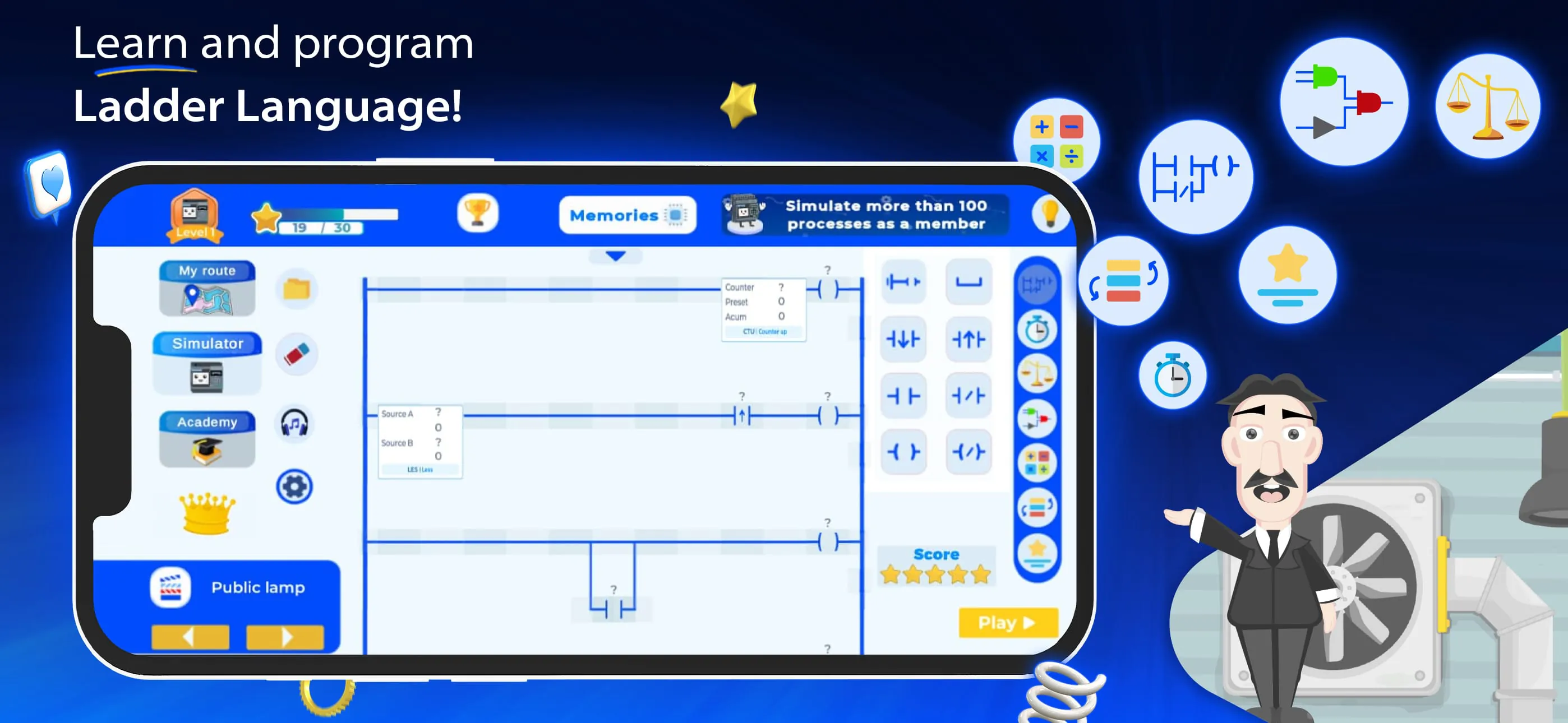 PLC Simulator for Logic Ladder