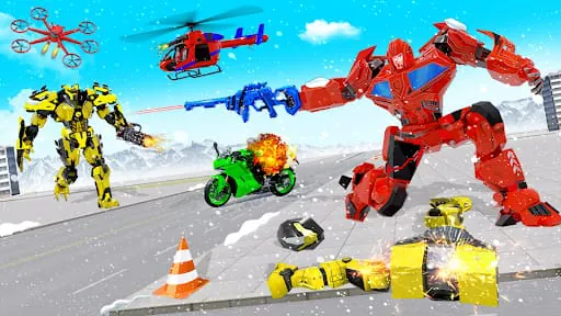 Snow Bike Transform Robot Game